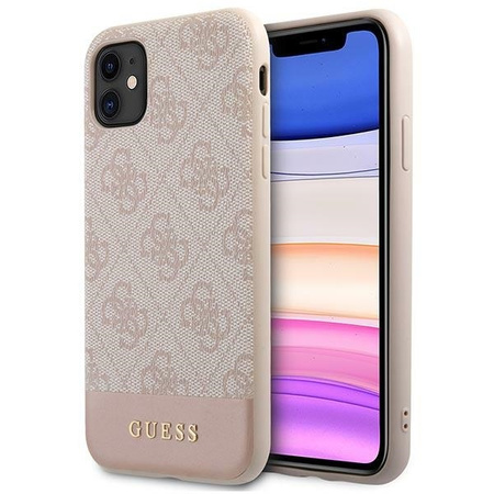 Guess GUHCN61G4GLPI iPhone 11 6,1" różowy/pink hard case 4G Stripe Collection