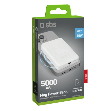 Powerbank SBS TEBB5000MAG1CW 5000 mAh USB-C, MagSafe compatible - white