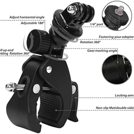 Sports camera holder rotates 360 degrees