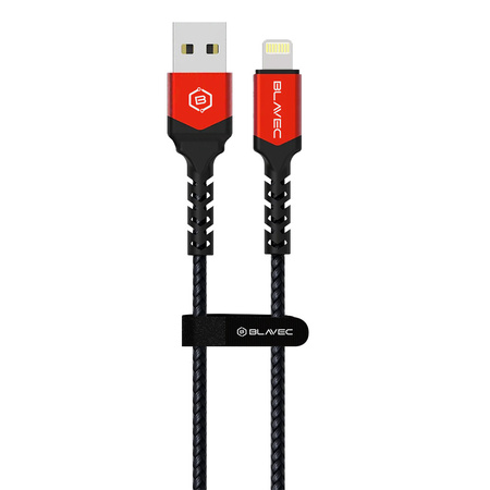 Blavec Kabel Raptor pleciony - USB na Lightning - 1,5A 2 metry (CRA-UL15BR20) czarno-czerwony