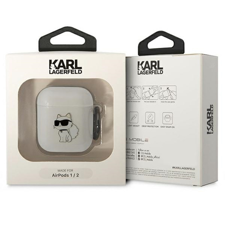 Original Case APPLE AIRPODS Karl Lagerfeld Ikonik Choupette (KLA2HNCHTCT) transparent