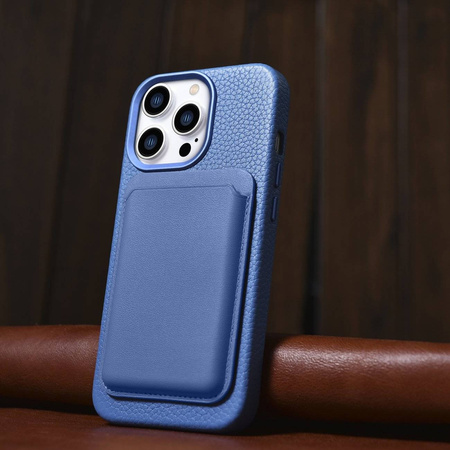 iCarer Case Leather genuine leather case for iPhone 14 Pro Max hellblau (WMI14220712-LB) (MagSafe compatible)