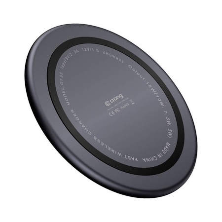 Crong PowerSpot Fast Wireless Charger – Bezprzewodowa ładowarka Qi 15W USB-C (Shadow Black)