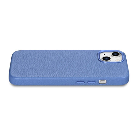 iCarer Litchi Premium Leather Case iPhone 14 Magnetic Leather Case with MagSafe light blue (WMI14220709-LB)