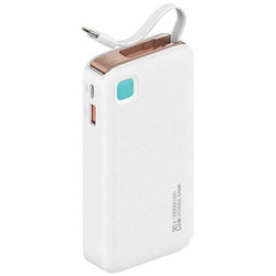 USAMS Powerbank with retractable USB-C Retractable cable 10000 mAh PD 20W Fast Charge XY Series white/white 10KCD22402 (US-CD224)