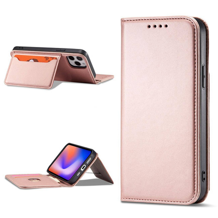 Magnet Card Case for iPhone 12 cover card wallet card stand pink