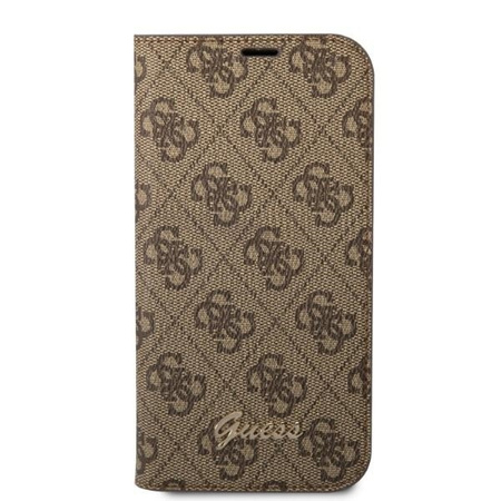 Guess 4G Metal Camera Outline Booktype Case - Etui iPhone 14 (brązowy)