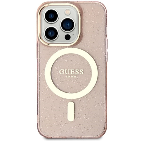 Guess GUHMP14LHCMCGP iPhone 14 Pro 6.1" pink/pink Hardcase Glitter Gold MagSafe