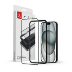 Crong Anti-Bacterial 3D Armour Glass - Szkło hartowane 9H na cały ekran iPhone 15 Plus + ramka instalacyjna