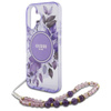 Guess IML Flowers With Pearl Strap MagSafe - Etui iPhone 16 (fioletowy)