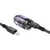 Borofone Ładowarka samochodowa BBZ29A Talented - USB + Typ C - QC 3.0 PD 36W 3A z kablem Typ C na Lightning przezroczysto-fioletowa