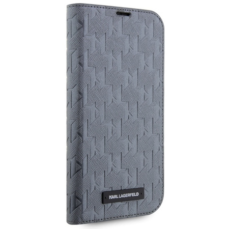 Karl Lagerfeld KLBKP14LSAKLHPG iPhone 14 Pro 6.1&quot; bookcase silver/silver Saffiano Monogram