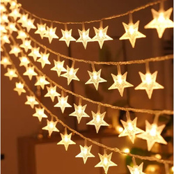 Girlanda 6m (40 lampek LED) USB Gwiazdki, WARM WHITE / CIEPŁY BIAŁY