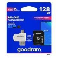 Goodram All in one 128 GB karta pamięci micro SD XC UHS-I class 10, adapter SD, czytnik kart micro SD OTG (USB, micro USB) (M1A4-1280R12)