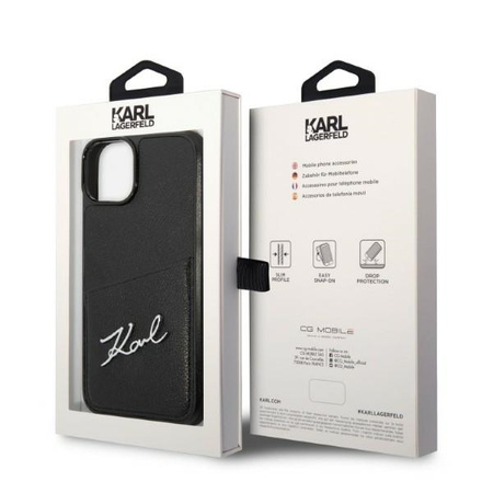 Karl Lagerfeld Signature Logo Cardslot - Etui iPhone 14 Plus (czarny)