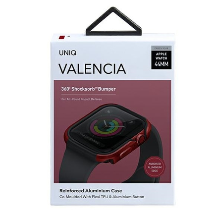 UNIQ Valencia etui na Watch 6 44mm / Watch 5 44mm / Watch 4 44mm / Watch SE 44mm czerwony