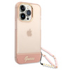 Guess Translucent Pearl Strap - Etui iPhone 14 Pro (różowy)