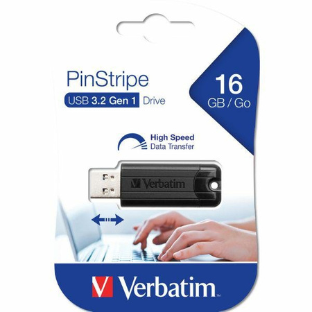 Verbatim Pendrive 16GB USB-A 3.2 PinStripe czarny/black 49316