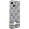 DKNY DKHMP14SHCPTSE iPhone 14 / 15 / 13 6.1" beżowy/beige hardcase IML Checkered Mono Pattern & Printed Stripes MagSafe