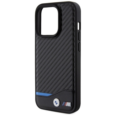 BMW Leder-Carbon-Hülle für iPhone 15 Pro – schwarz