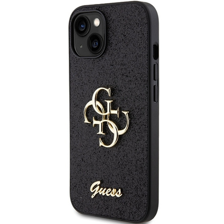 Original Case APPLE IPHONE 15 Guess Hardcase Glitter Script Big 4G (GUHCP15SHG4SGK) black