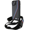 BMW M Edition Carbon Tricolor Lines &amp; Strap case for iPhone 15 / 14 / 13 - black