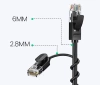 Kabel Ugreen NW122 70332 sieciowy Ethernet patchcord RJ45 Cat 6A UTP do 10Gb/s 1 m - czarny