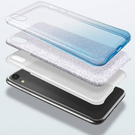 Case IPHONE 13 Glitter silver & blue