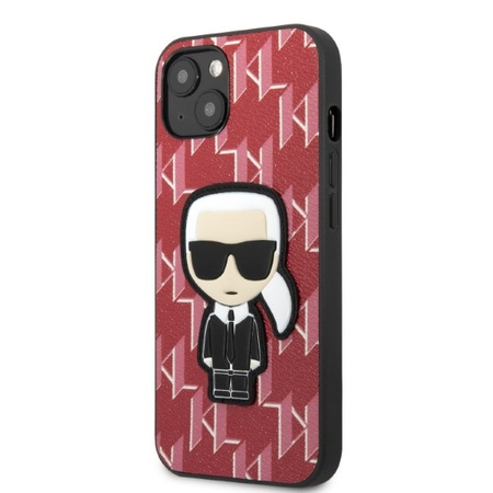 Original Handyhülle IPHONE 13 MINI Karl Lagerfeld Hardcase Monogram Ikonik Patch rot