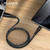 USAMS Kabel pleciony U41 lightning 3m 2A czarny/black SJ397USB01 (US-SJ397) Fast Charge