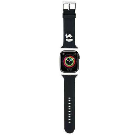 Strap for APPLE WATCH 4 / 5 / 6 / 7 / 8 / SE (38 / 40 / 41 MM) Karl Lagerfeld Strap 3D Rubber Karl Head (KLAWMSLKNK) black