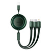 Baseus Bright Mirror 2 retractable cable 3in1 USB Type A - micro USB + Lightning + USB Type C 3.5A 1.1m green (CAMJ010006)