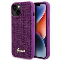 Guess Disco Metal Script Hülle für iPhone 15 – Rosa