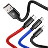 Baseus Three Primary Colors kabel 3w1 USB - micro USB / Lightning / USB-C w nylonowym oplocie 3.5A 1,2M czarny (CAMLT-BSY01)