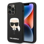 Original Case IPHONE 14 PRO Karl Lagerfeld Hardcase Silicone Karl`s Head MagSafe (KLHMP14LSLKHBK) black