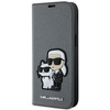 Karl Lagerfeld KLBKP14SSANKCPG iPhone 14 6.1" bookcase srebrny/silver Saffiano Karl & Choupette