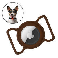 Silicone flexible cover pet dog cat collar loop case for Apple AirTag brown