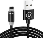 USAMS Kabel magnetyczny U-Sure lightning 1m 2.1A pleciony czarny/black SJ292USB01 (US-SJ292)