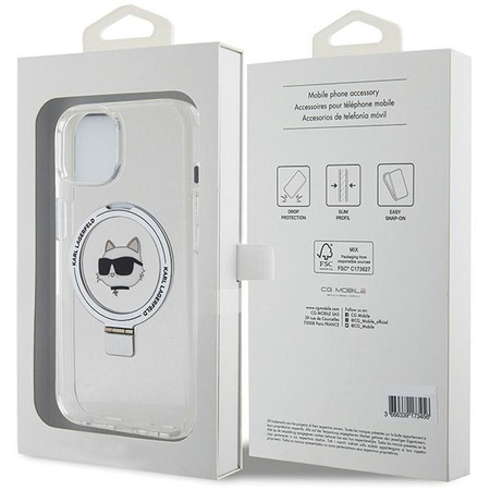 Karl Lagerfeld KLHMP15MHMRSCHH iPhone 15 Plus 6.7&quot; white/white hardcase Ring Stand Choupette Head MagSafe