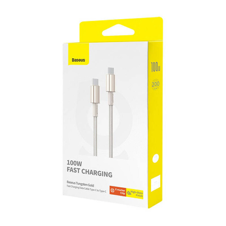 Kabel 100W 5A 2m USB-C - USB-C Baseus Tungsten Glod złoty