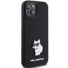 Karl Lagerfeld Choupette Metal Pin-Hülle aus Silikon für iPhone 15 – Schwarz