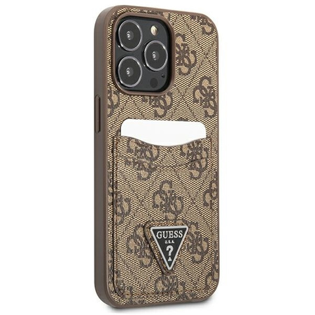 Case IPHONE 13 PRO Guess Hardcase 4G Triangle Logo Cardslot (GUHCP13LP4TPW) brown