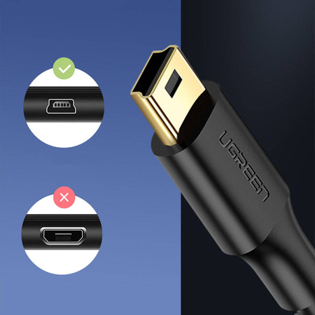 Ugreen 5-poliges vergoldetes USB-Kabel - Mini-USB 0,5 m schwarz (US132)