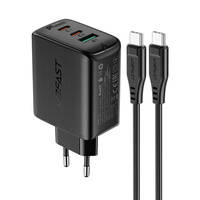 Acefast 2in1 charger 2x USB Type C / USB 65W, PD, QC 3.0, AFC, FCP (set with cable) black (A13 black)