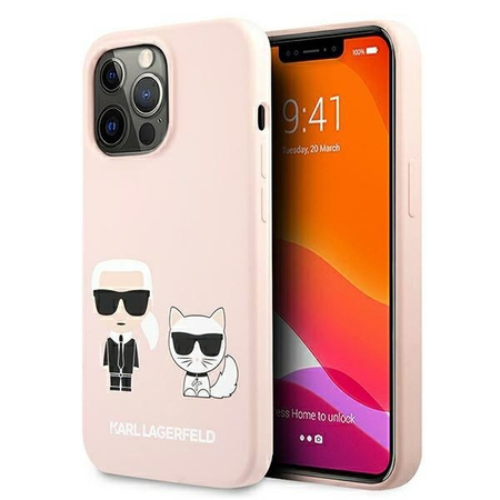 Karl Lagerfeld KLHMP13XSSKCI iPhone 13 Pro Max 6,7 &quot;hardcase light pink / light pink Silicone Ikonik Karl &amp; Choupette Magsafe