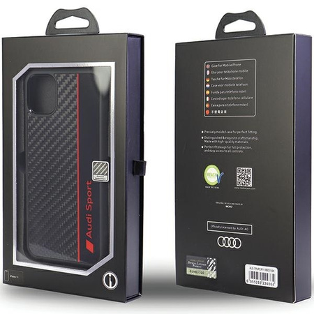 Audi Carbon Fiber Stripe iPhone 11 / Xr 6,1&quot; schwarz/schwarzes Hardcase AUS-TPUPCIP11-R8/D1-BK