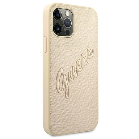 Guess GUHCP12MRSAVSLG iPhone 12/12 Pro 6,1" złoty/gold hardcase Saffiano Vintage Script