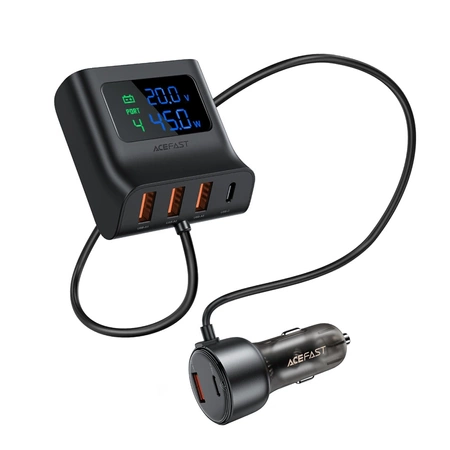 Acefast B11 138 W USB-A USB-C Autoladegerät mit 6 Anschlüssen – Schwarz