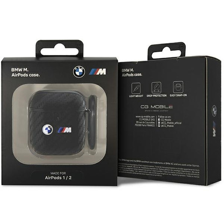 BMW BMA2WMPUCA2 AirPods 1/2 Abdeckung schwarz/schwarz Carbon Double Metal Logo