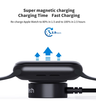 Choetech T319 MFI 5W wireless charger for Apple Watch + USB-C cable - black